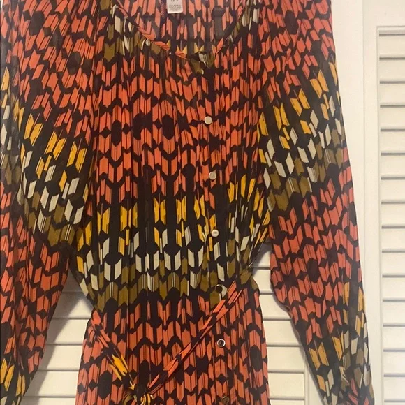 Pure Energy Orange and Black Long Sleeve Sundress - Picture 2 of 3